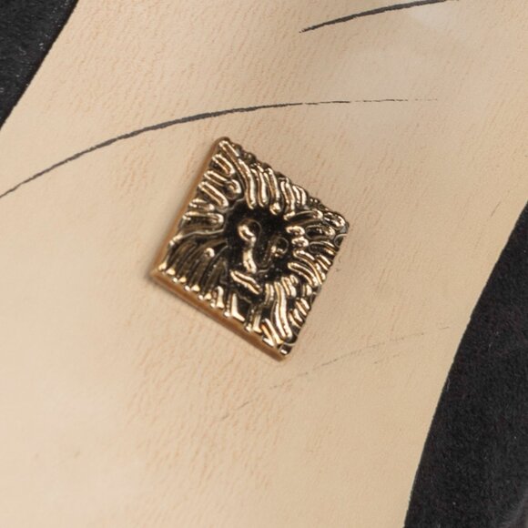 Anne Klein Black Suede Heels with Gold Studded Bows 6M - Picture 11 of 11